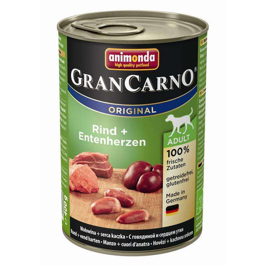 Hundenassfutter Dose GranCarno Adult Rind & Entenherzen 400g, 6er Pack – Animonda Dog