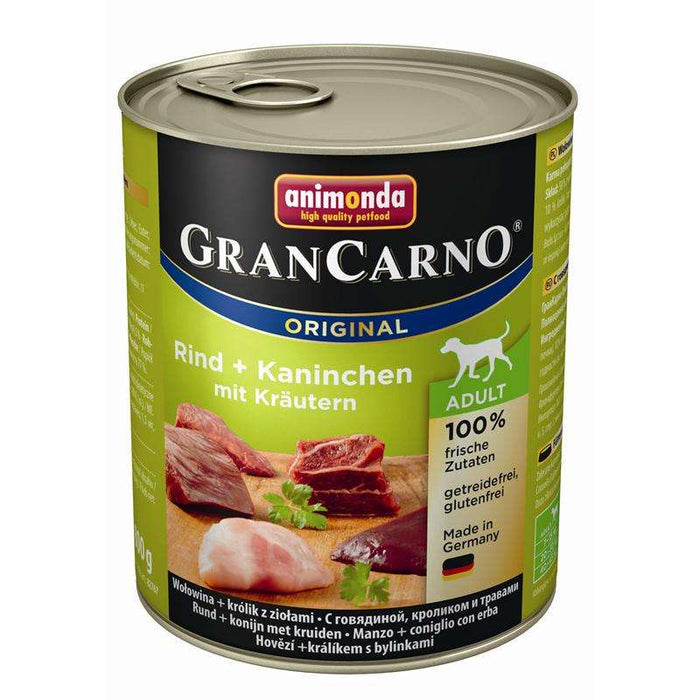 Hundenassfutter GranCarno Adult Rind & Kaninchen mit Kräutern 800g, 6er Pack – Animonda Dog