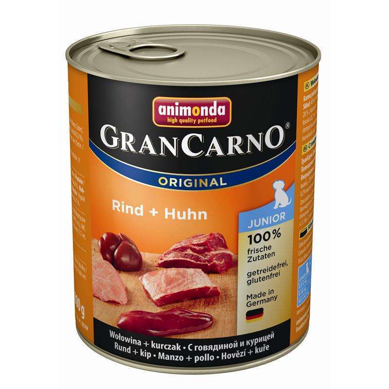 Hundenassfutter Dose GranCarno Junior Rind & Huhn 800g, 6er Pack – Animonda Dog