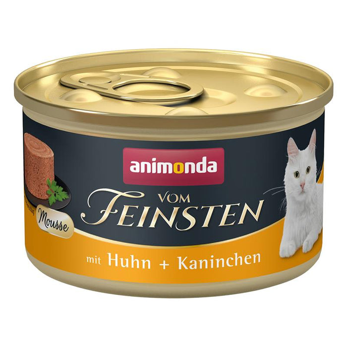 Katzennassfutter vom Feinsten Mousse Adult Huhn & Kaninchen 85g, 12er Pack – Animonda