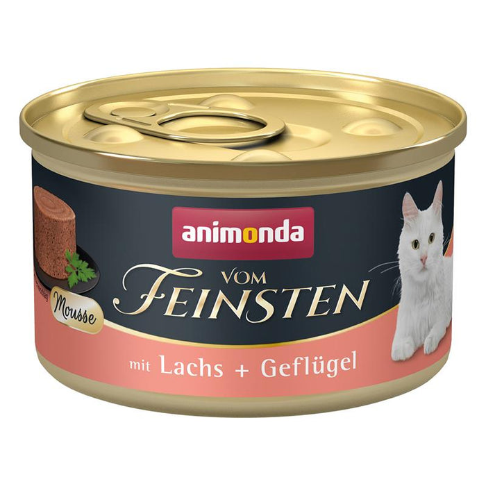 Katzennassfutter vom Feinsten Mousse Adult Lachs & Geflügel 85g, 12er Pack – Animonda