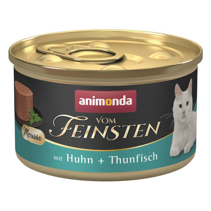 Katzennassfutter vom Feinsten Mousse Adult Huhn & Thunfisch 85g, 12er Pack – Animonda