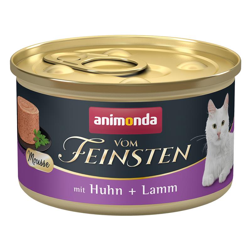 Katzennassfutter vom Feinsten Mousse Adult Huhn & Lamm 85g, 12er Pack – Animonda