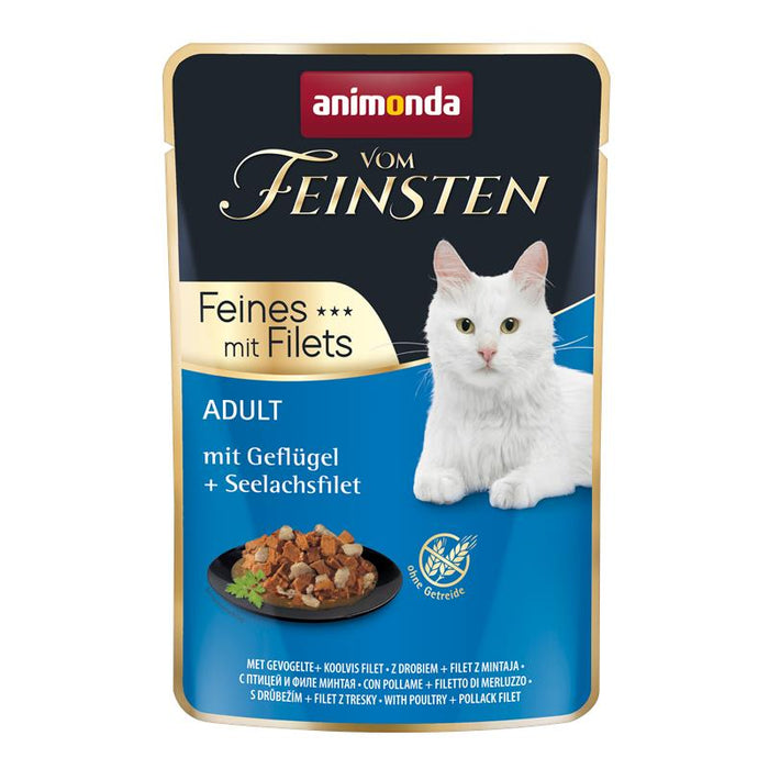 Katzennassfutter vom Feinsten Cat Adult Geflügel & Seelachsfilet 85g, 18er Pack – Animonda