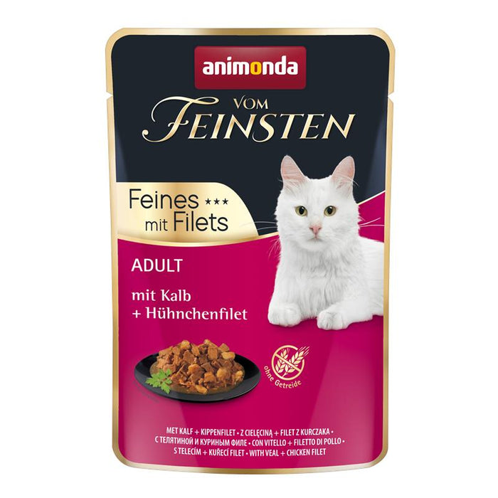 Katzennassfutter vom Feinsten Cat Adult Kalb & Hühnchenfilet 85g, 18er Pack – Animonda