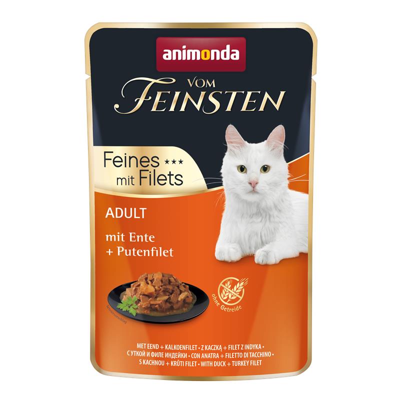Katzennassfutter vom Feinsten Cat Adult Ente & Putenfilet 85g, 18er Pack – Animonda