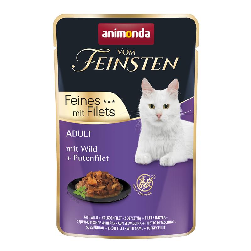 Katzennassfutter vom Feinsten Cat Adult Wild & Putenfilet 85g, 18er Pack – Animonda