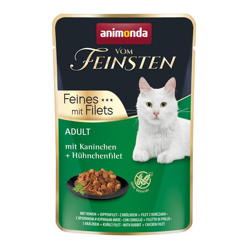 Katzennassfutter vom Feinsten Cat Adult Kaninchen & Hühnchenfilet 85g, 18er Pack – Animonda