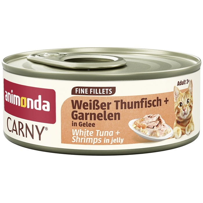 Katzennassfutter Cat Carny Fine Fillets Adult Weißer Thunfisch & Garnelen in Gelee 60g, 12er Pack – Animonda