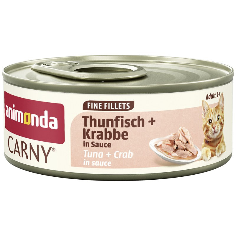 Katzennassfutter Cat Carny Fine Fillets Adult Thunfisch & Krabbe in Sauce 60g, 12er Pack – Animonda