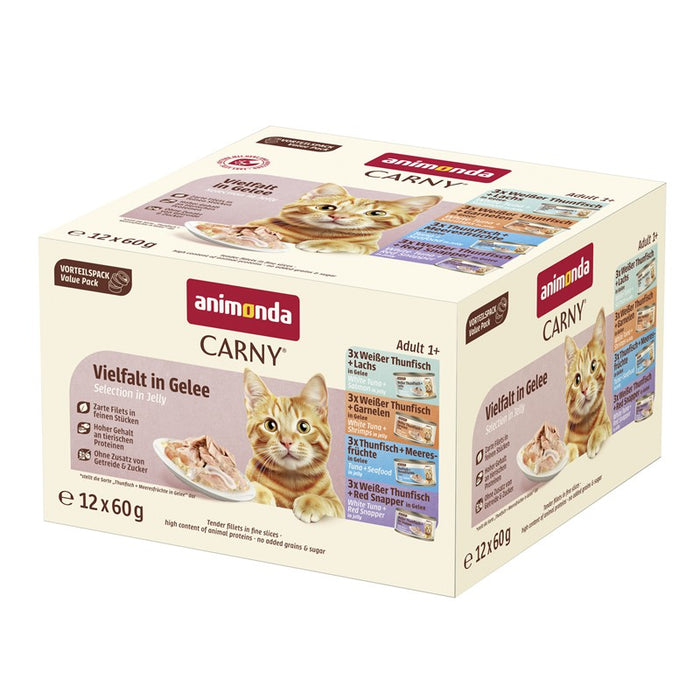 Katzennassfutter Cat Carny Fine Fillets Adult Vielfalt in Gelee 12x60g – Animonda