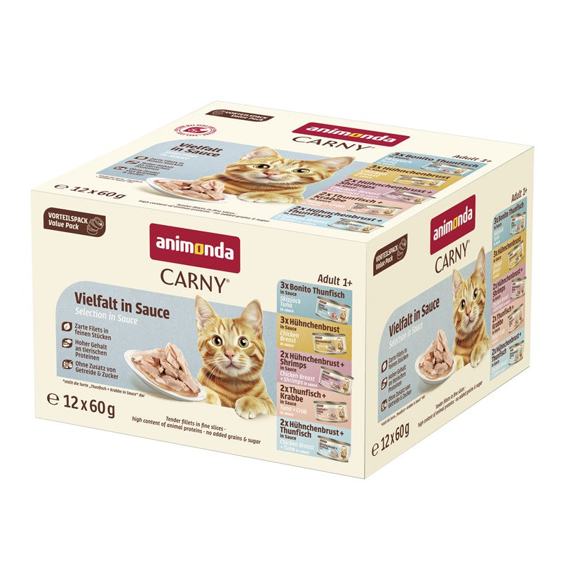 Katzennassfutter Cat Carny Fine Fillets Adult Vielfalt in Sauce 12x60g – Animonda