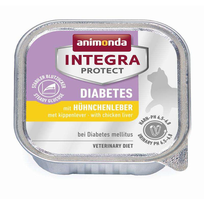 Katzennassfutter Schale Integra Protect Diabetes mit Hühnchenleber 100g, 16er Pack – Animonda Cat