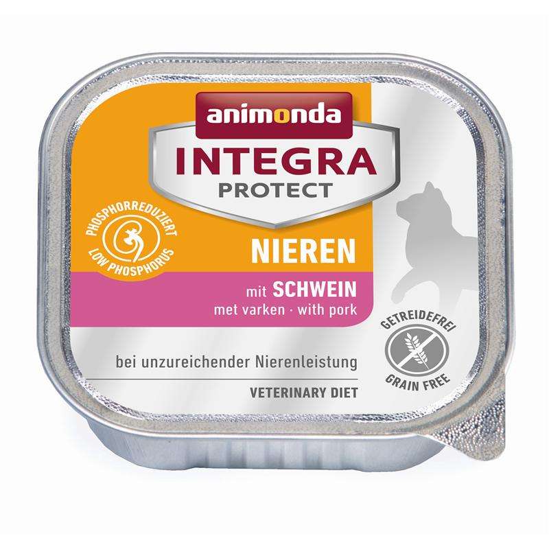 Katzennassfutter Schale Integra Protect Niere mit Schwein 100g, 16er Pack – Animonda Cat