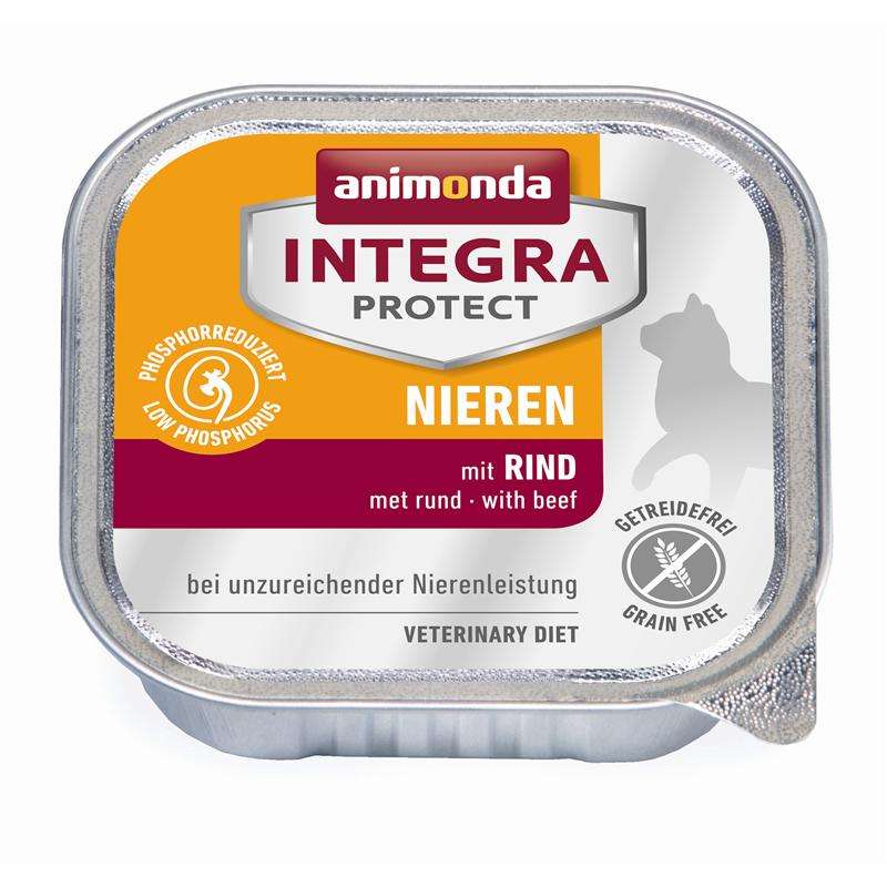 Katzennassfutter Schale Integra Protect Niere mit Rind 100g, 16er Pack – Animonda Cat