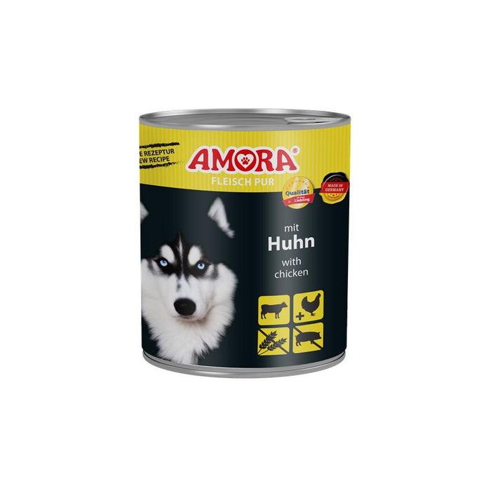 Hundenassfutter Dog Fleisch Pur Huhn 800g, 6er Pack – Amora