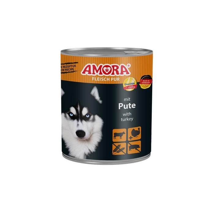 Hundenassfutter Dog Fleisch Pur Pute 800g, 6er Pack – Amora