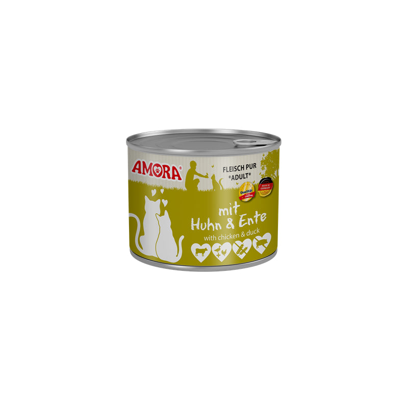 Katzennassfutter Cat Dose Fleisch Pur mit Huhn & Ente, 6er Pack – Amora