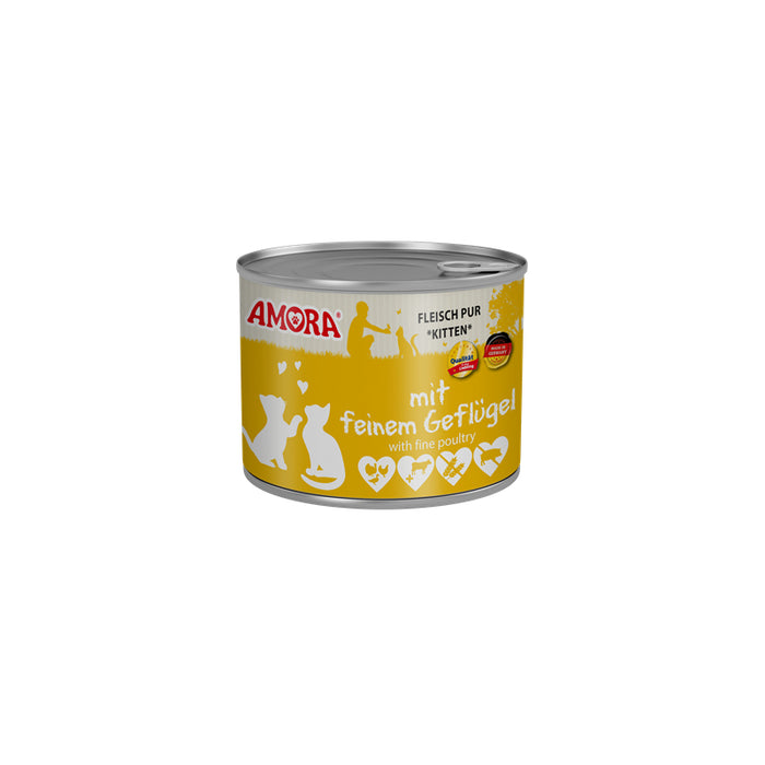Katzennassfutter Cat Dose Katzenkinder mit Geflügel, 200g, 6er Pack – Amora