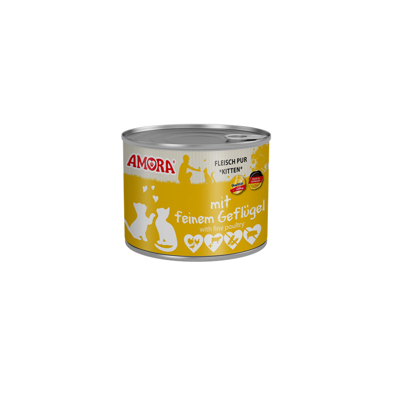 Katzennassfutter Cat Dose Katzenkinder mit Geflügel, 200g, 6er Pack – Amora