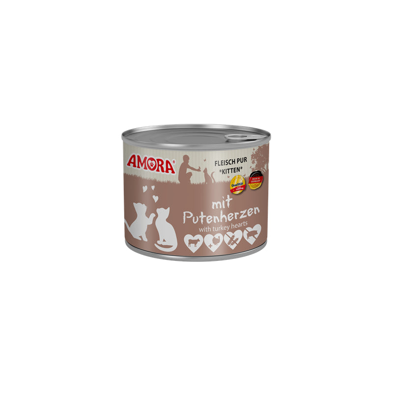 Katzennassfutter Cat Dose Katzenkinder mit Putenherzen, 200g, 6er Pack – Amora
