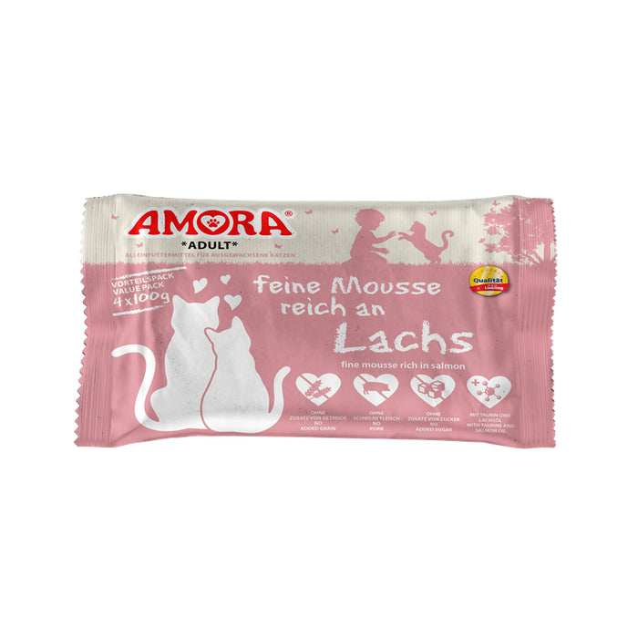 Katzennassfutter Cat PB feine Mousse reich an Lachs 4x100g, 10er Pack – Amora