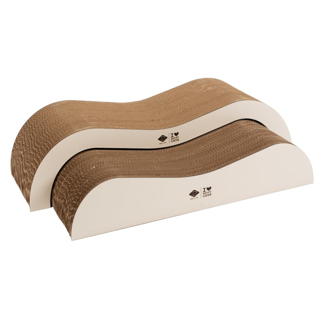 Kratzbrett für Katzen – Kratzwelle Archie zweiteilig, braun/beige