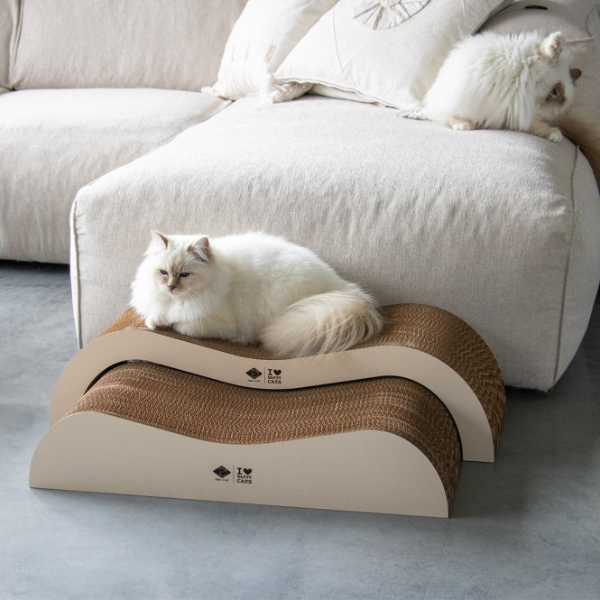 Kratzbrett für Katzen – Kratzwelle Archie zweiteilig, braun/beige – Bild 4