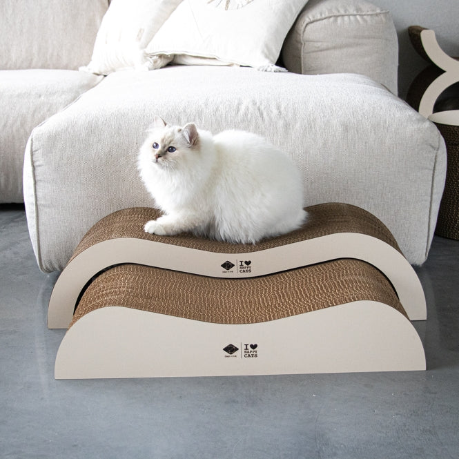 Kratzbrett für Katzen – Kratzwelle Archie zweiteilig, braun/beige – Bild 5