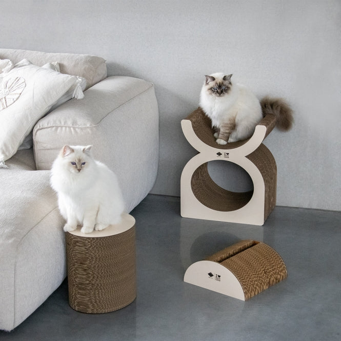 Kratzbaum für Katzen – Kratzplayground Faye dreiteilig, braun/beige – Bild 4