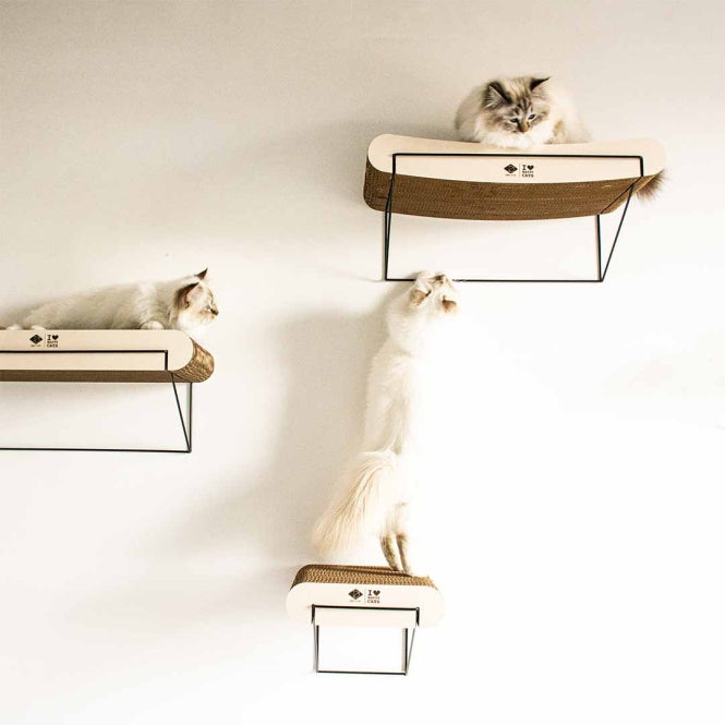 Kratzbrett für Katzen – gebogenes Wandregal aus Pappe David, braun/beige – Bild 3