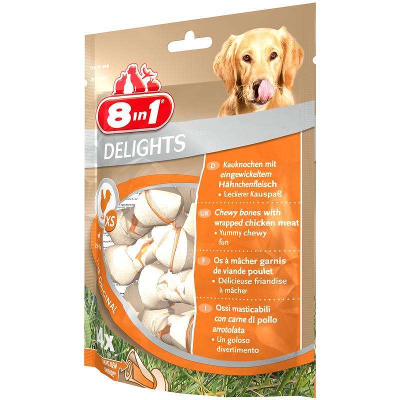 Kauknochen für Hunde Delights XS, Beutel 14 Stück – 8in1