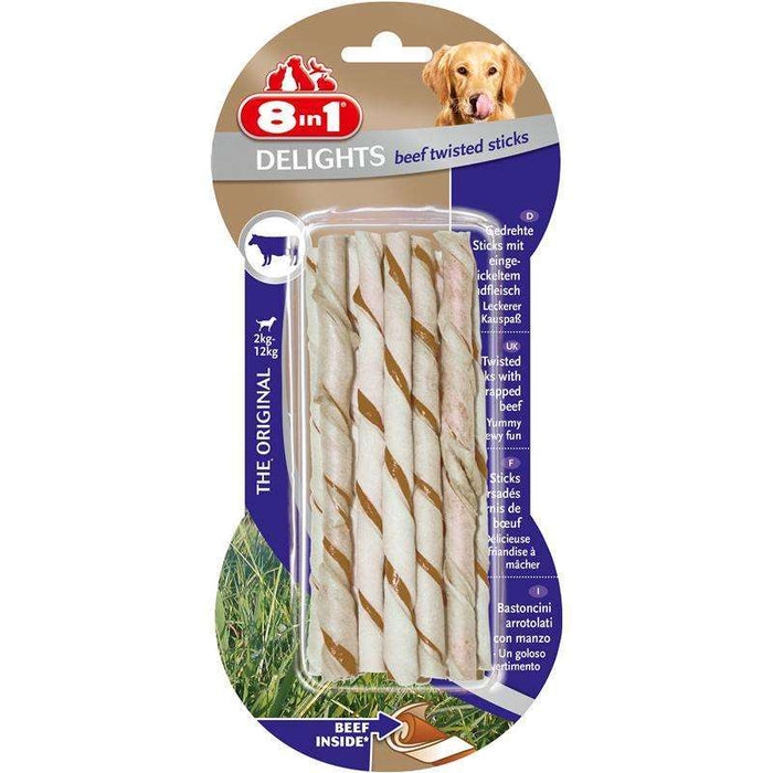 Kaustangen für Hunde Delights Beef Twisted 10 Stück – 8in1