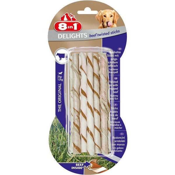 Kaustangen für Hunde Delights Beef Twisted 10 Stück – 8in1