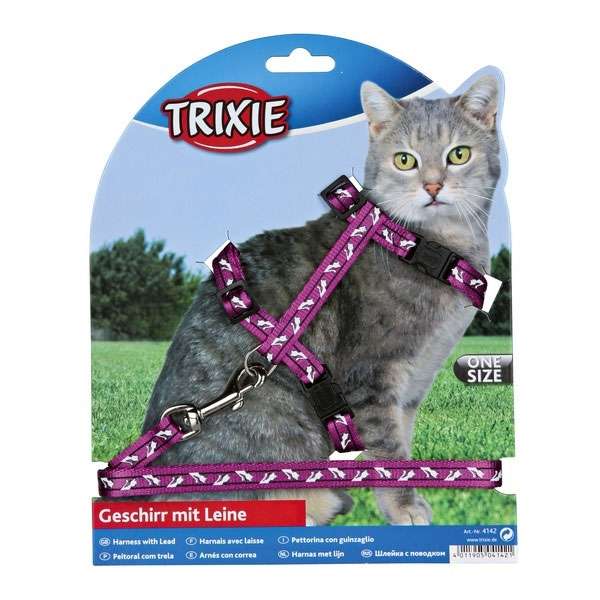 Leine – Katzen-Garnitur mit + Schnappverschlüssen, Katzenmotiv – Bild 2
