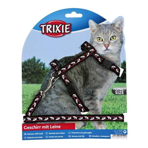 Leine – Katzen-Garnitur mit + Schnappverschlüssen, Katzenmotiv