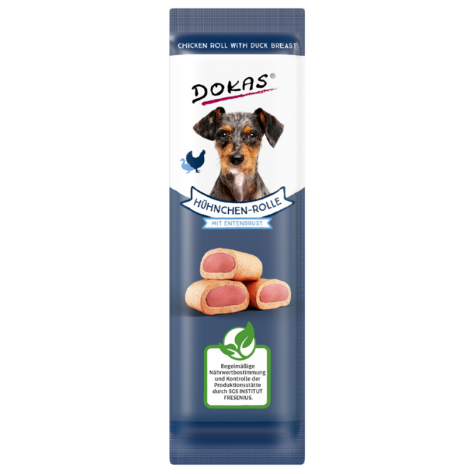 Hundeleckerli – Dog Hühnchen-Rolle mit Ente 10g