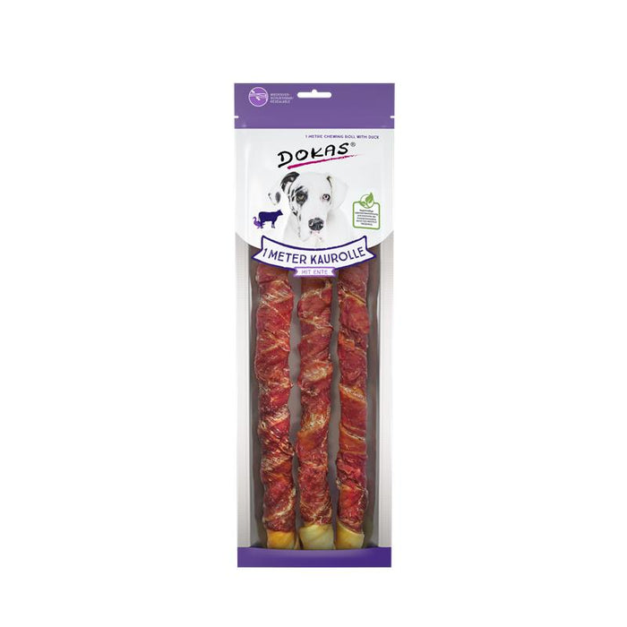 Hundeleckerli Dog 1m Kaurolle mit Ente, 315g – Dokas