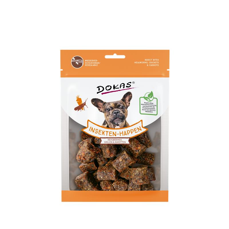 Hundeleckerli Dog Insekten-Happen Mehlwürmer, Grillen, Karotte 100 g – Dokas