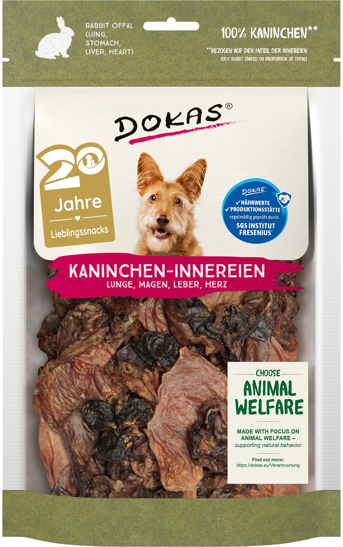 Hundeleckerli Dog Kaninchen-Innereien 100g, 7er Pack – Dokas