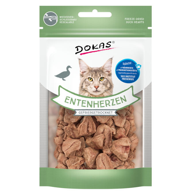 Katzensnacks Cat Entenherzen gefriergetrocknet 15g | Dokas