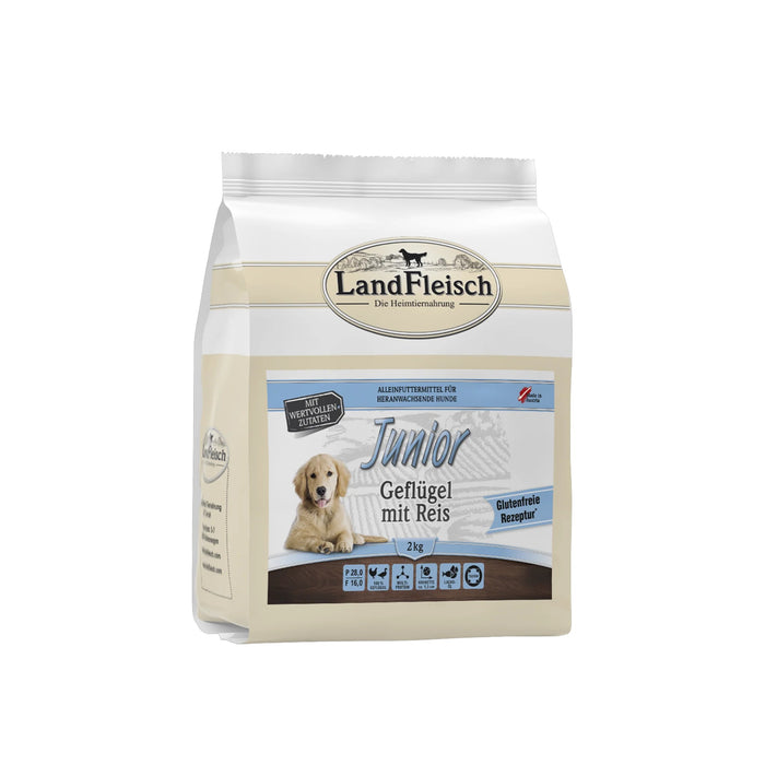 Hundetrockenfutter Dog Junior Geflügel mit Reis – Landfleisch