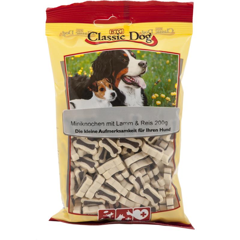Kauknochen für Hunde Miniknochen mit Lamm & Reis 200g, 12er Pack – Classic Dog