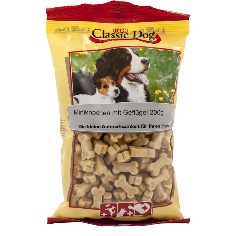 Kauknochen für Hunde Miniknochen mit Geflügel 200g, 12er Pack – Classic Dog