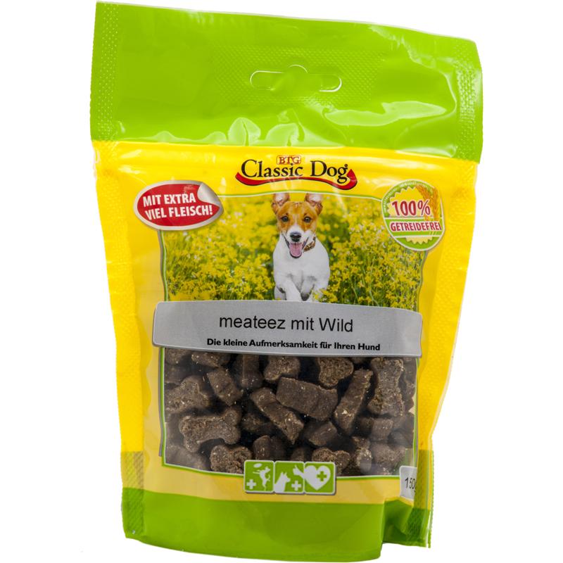 Hundeleckerli meateez mit Wild 150g, 12er Pack – Classic Dog