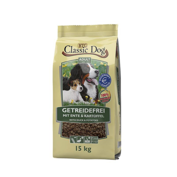Hundetrockenfutter Ente & Kartoffel getreidefrei 15kg – Classic Dog