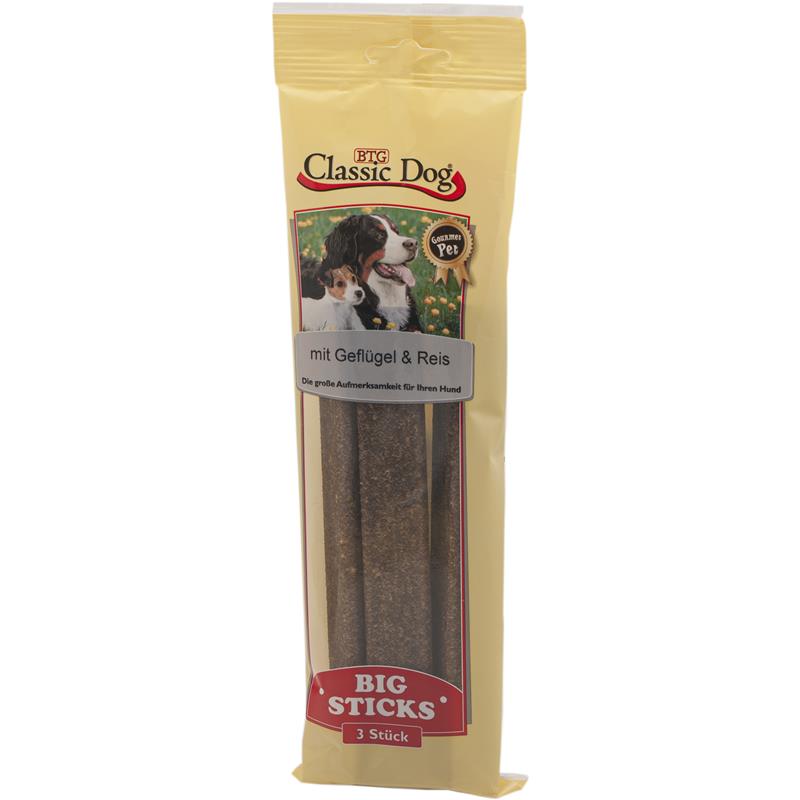 Kaustangen für Hunde Big Geflügel & Reis 3er Pack, 16er Pack – Classic Dog
