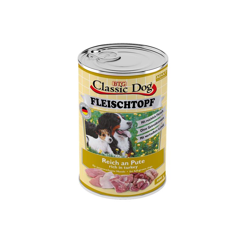 Hundenassfutter Fleischtopf Pute 400g, 6er Pack – Classic Dog