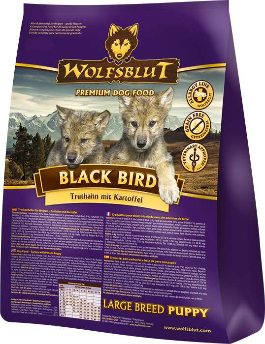 Hundetrockenfutter Black Bird Puppy Large, 2 kg – Wolfsblut