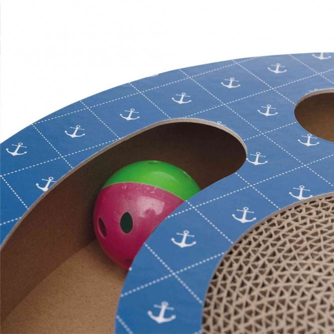 Kratzbrett für Katzen – Kratztrommel aus Pappe mit Spielbällen – Bild 4